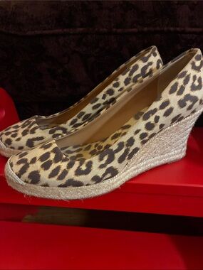 J. Crew Leopard Print Wedge Espadrille Wedge Heels size 9